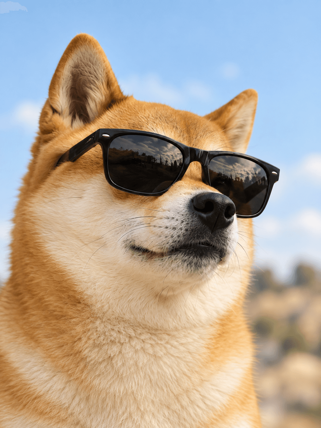 Shiba Inu wearing sunglasses